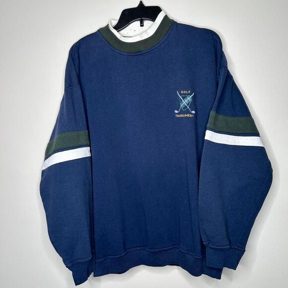 Navy and green vintage 90s 1990s golf sweatshirt golf large - Picture 2 of 5